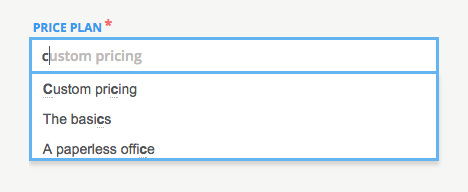Screenshot of an input with suggested results in a dropdown below.