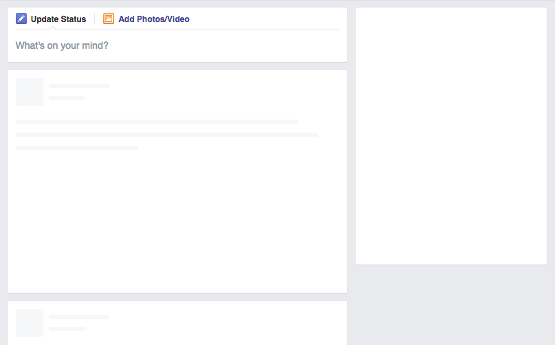 Screenshot of skeleton elements rendered whilst Facebook fetches remote data.